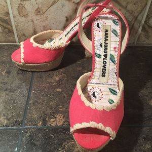 Harajuku Lovers Pink Espadrille Slingback Heels